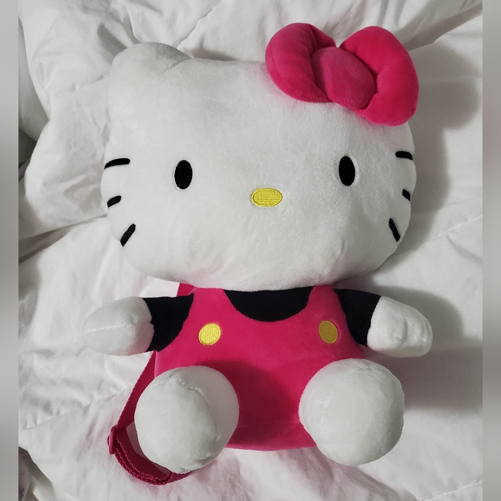 Hello Kitty Plush Toy with Pink Bow and backpack straps
